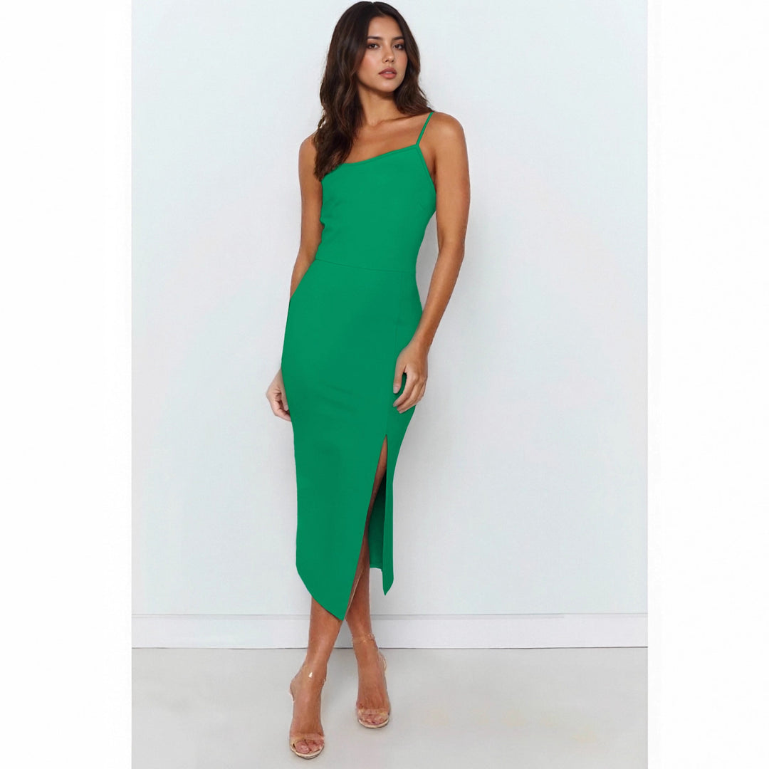 Damen ärmelloses Midi-Kleid mit elegantem Schlitz EB