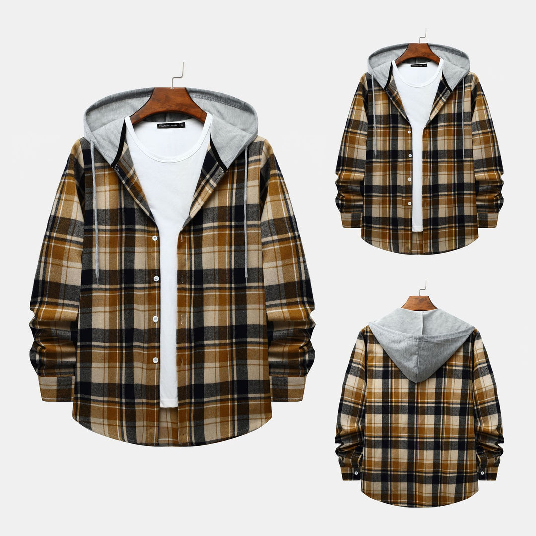Herren Karierte Hemdjacke mit Kapuze und bequemer Passform EB