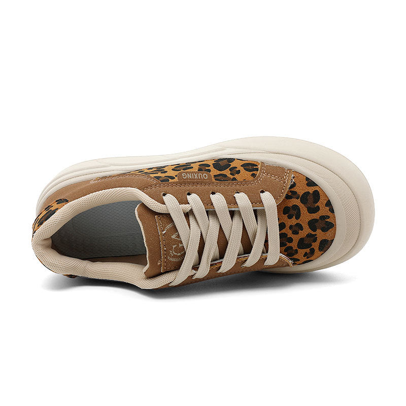 Damen Chunky Sneakers mit Leopardenmuster und bequemer Sohle EB