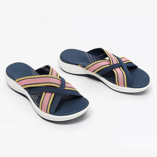 Damen Komfortable Clogs mit elegantem Kreuzband-Design und ergonomischem Fußbett EB