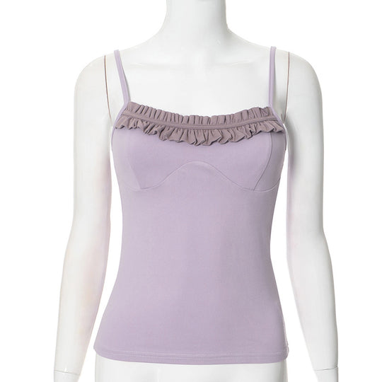 Damen Top mit raffiniertem Rüschensaum und verstellbaren Trägern EB