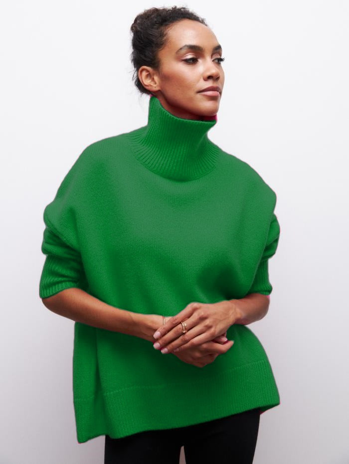 Damen Oversized Rollkragenpullover aus weichem Strick EB