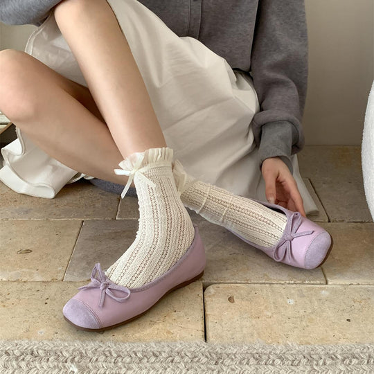 Damen Ballerinas mit schimmerndem Obermaterial und modischem Schleifendesign EB