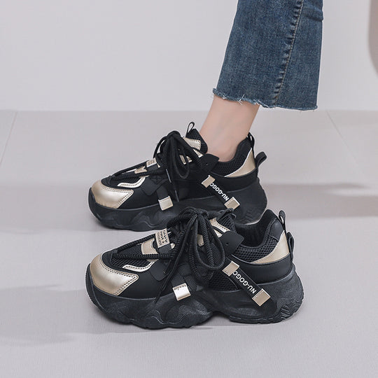 Damen Sportliche Chunky Sneakers mit atmungsaktivem Mesh und modischen Akzenten EB