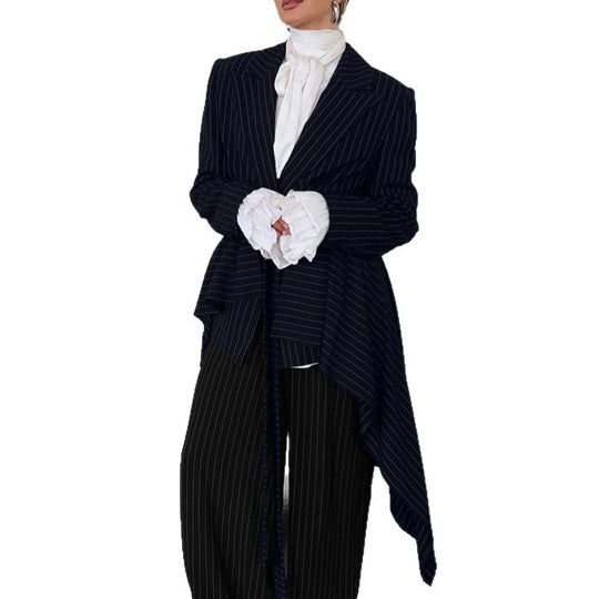 Damen Elegante taillierte Blazerjacke mit asymmetrischem Schnitt und Gürtel EB