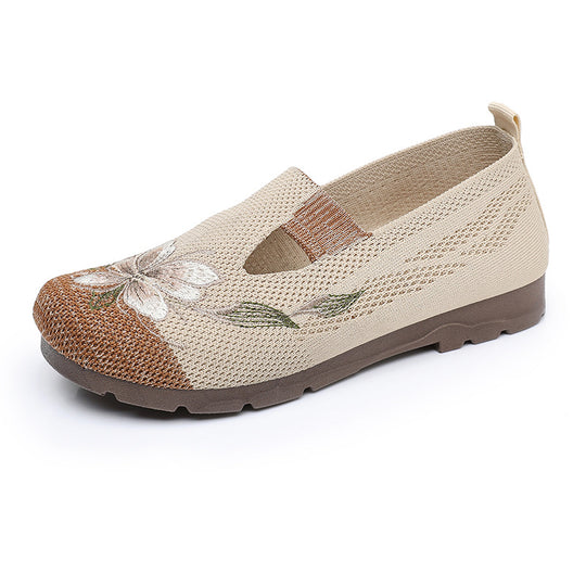 Damen Bequeme und stilvolle Slip-On Freizeitschuhe mit floralem Design EB