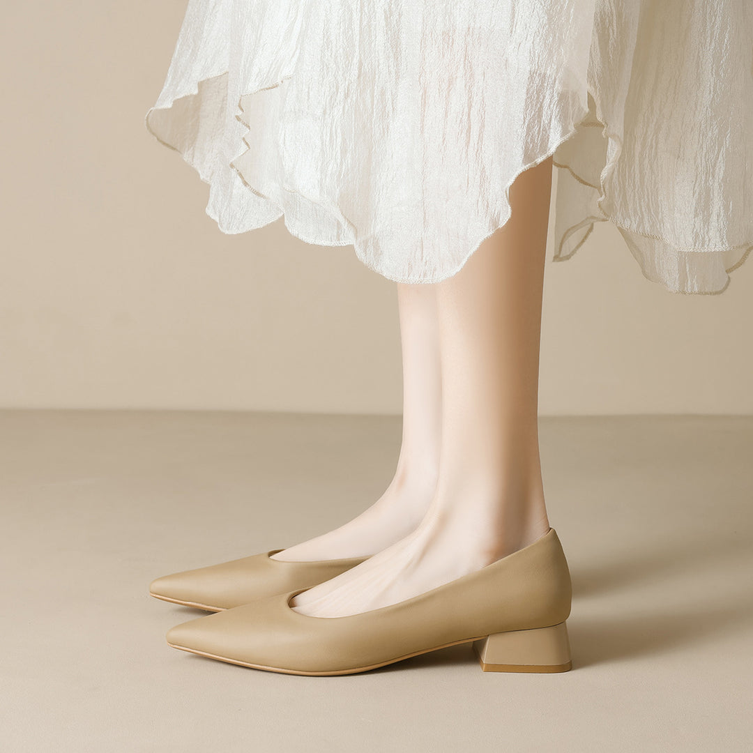 Damen elegante Pumps mit spitzem Zehenbereich und komfortablem Blockabsatz EB