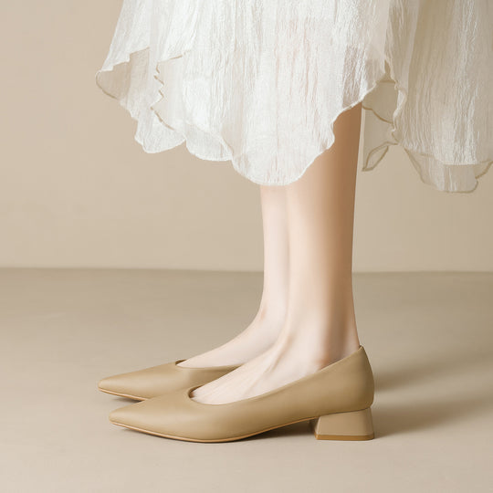 Damen elegante Pumps mit spitzem Zehenbereich und komfortablem Blockabsatz EB
