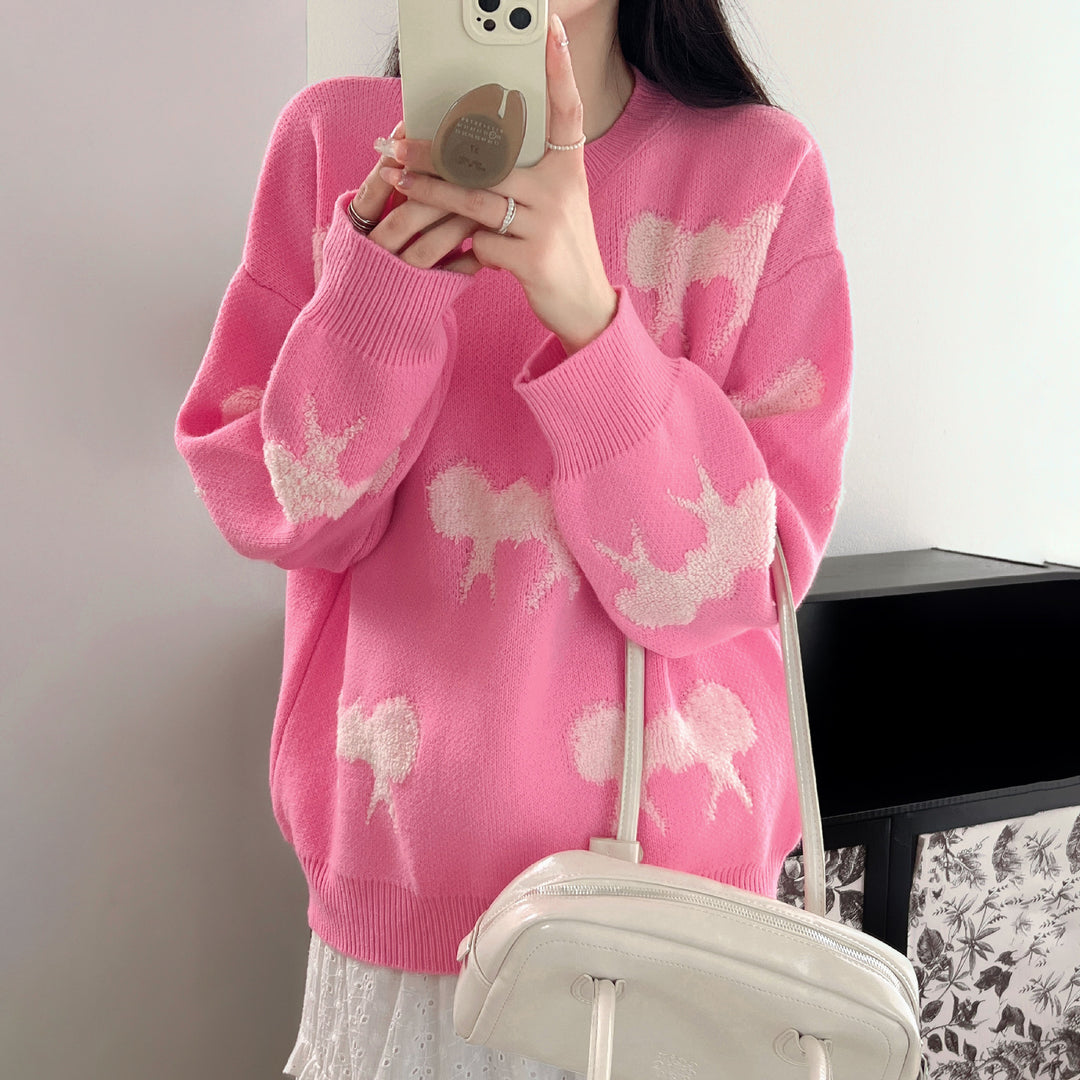Damen kuscheliger Strickpullover mit verspieltem Muster EB