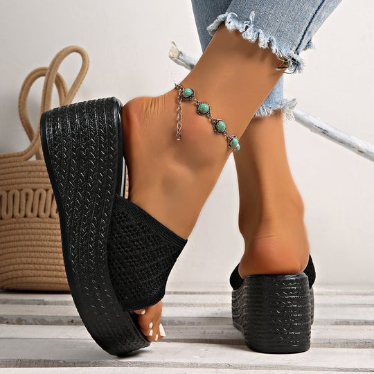 Damen modische Plateau-Pantoletten mit elegantem Design EB