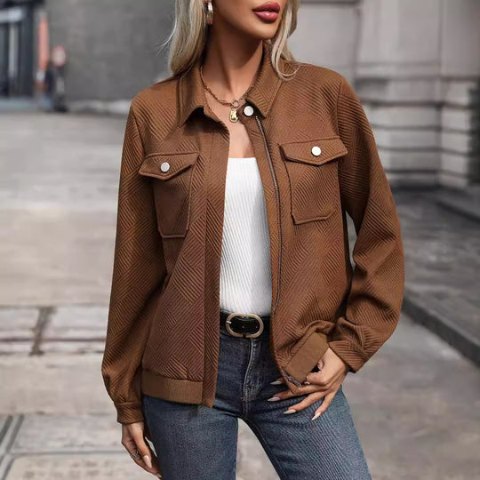 Damen moderner Utility-Jacke mit strukturiertem Obermaterial und praktischen Taschen EB