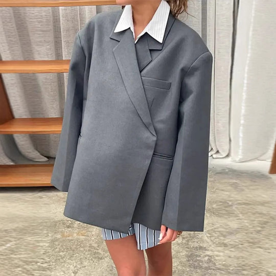 Damen Oversized Blazer mit eleganter Tasche und schickem Revers EB