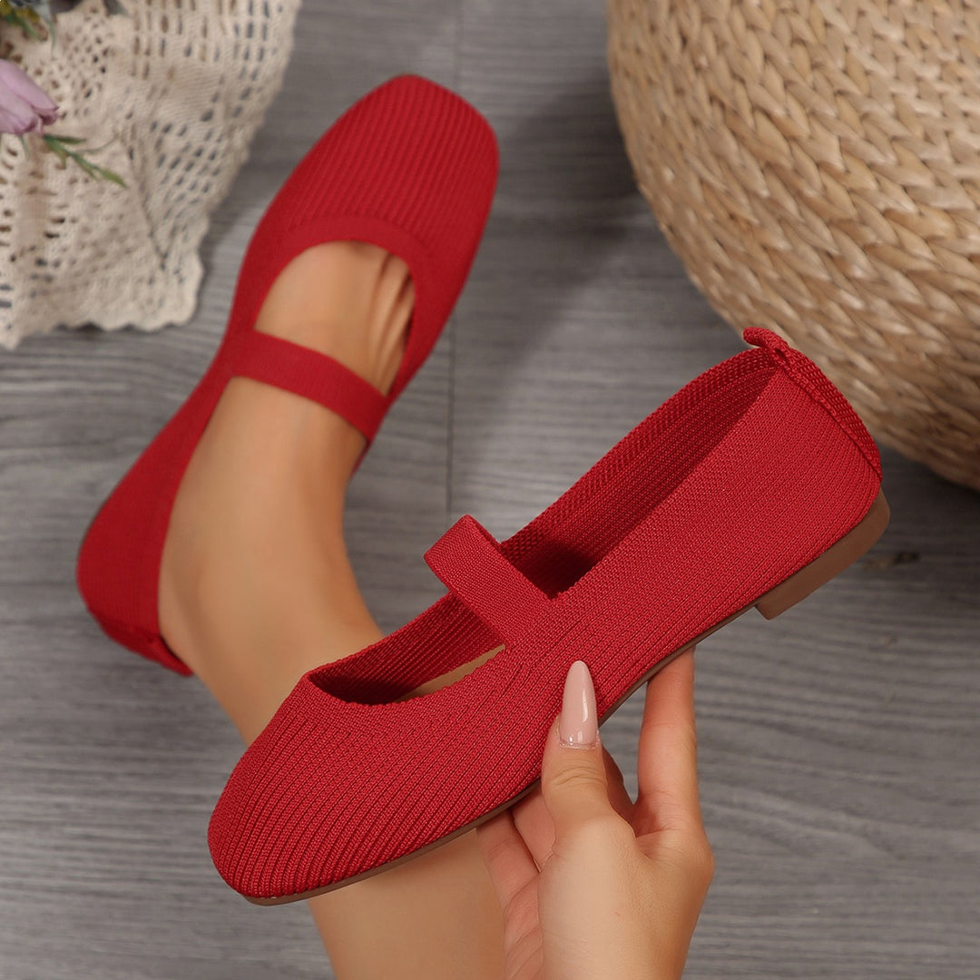 Damen Ballerinas mit verstellbarem Riemen und atmungsaktivem Material EB
