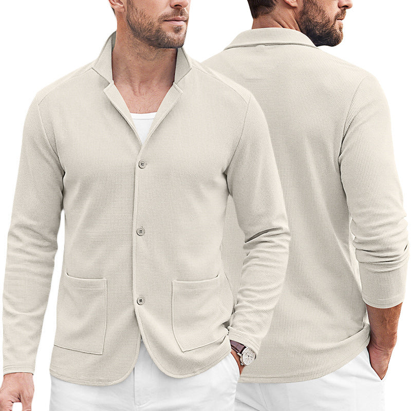 Herren Strickblazer-Cardigan mit Strukturstrick und aufgesetzten Taschen EB