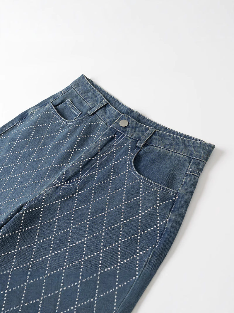 Damen High-Waist Jeans im modernen Karomuster EB