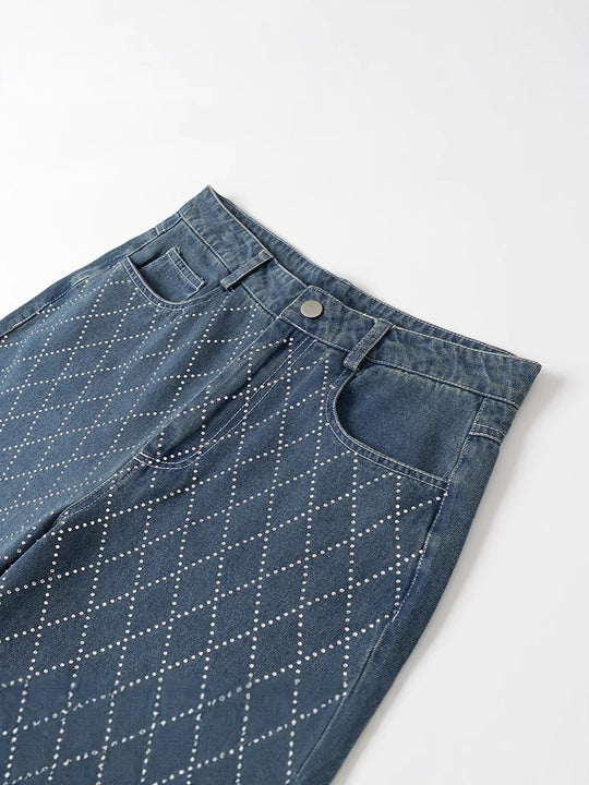 Damen High-Waist Jeans im modernen Karomuster EB