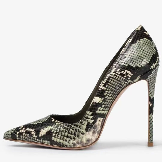 Femme Spitz-Zehen High-Heeled Python-Print Pumps EB