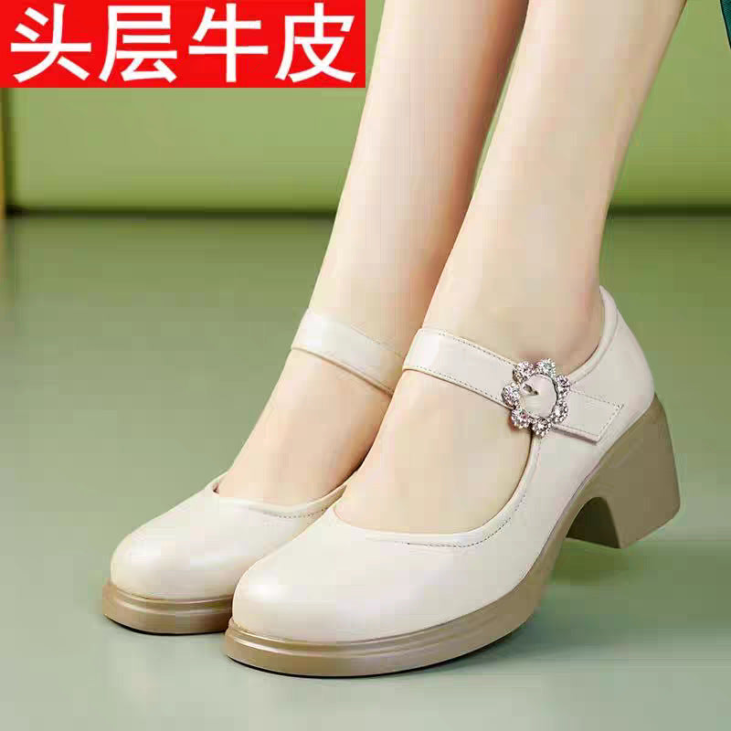 Damen Mary Jane Schuhe mit eleganter Strassverzierung und komfortablem Blockabsatz EB