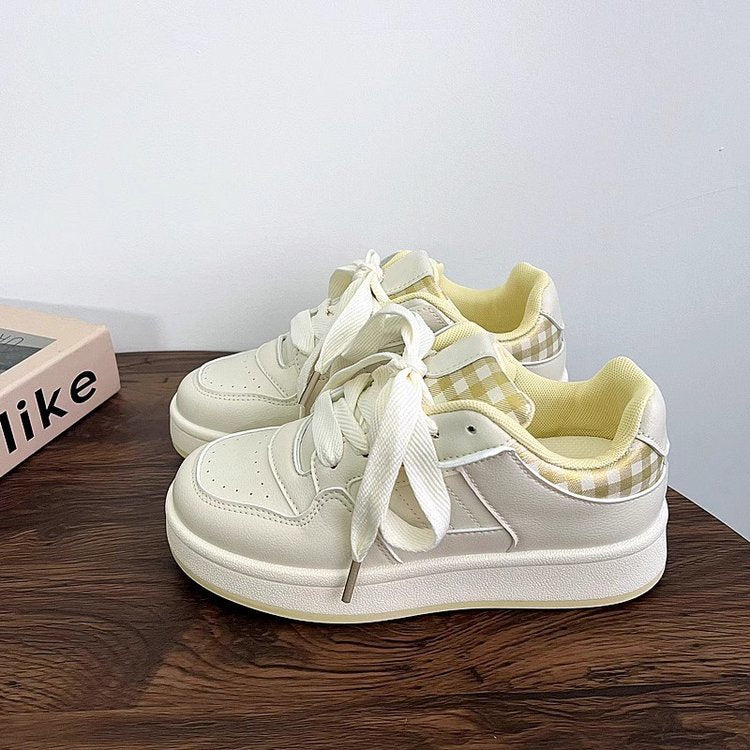 Damen modische Sneakers mit kariertem Innenfutter und hochdämpfender Sohle EB