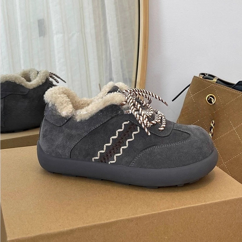 Damen Kuschelige Hausschuhe aus hochwertigem Wildleder mit flauschigem Innenfutter EB