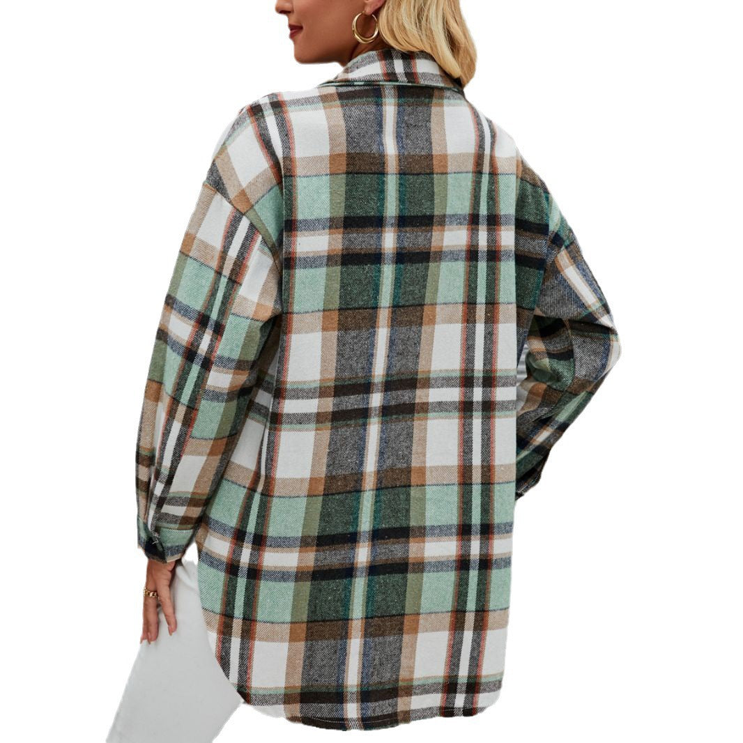 Damen Karo Hemdjacke im lässigen Stil mit praktischen Brusttaschen EB
