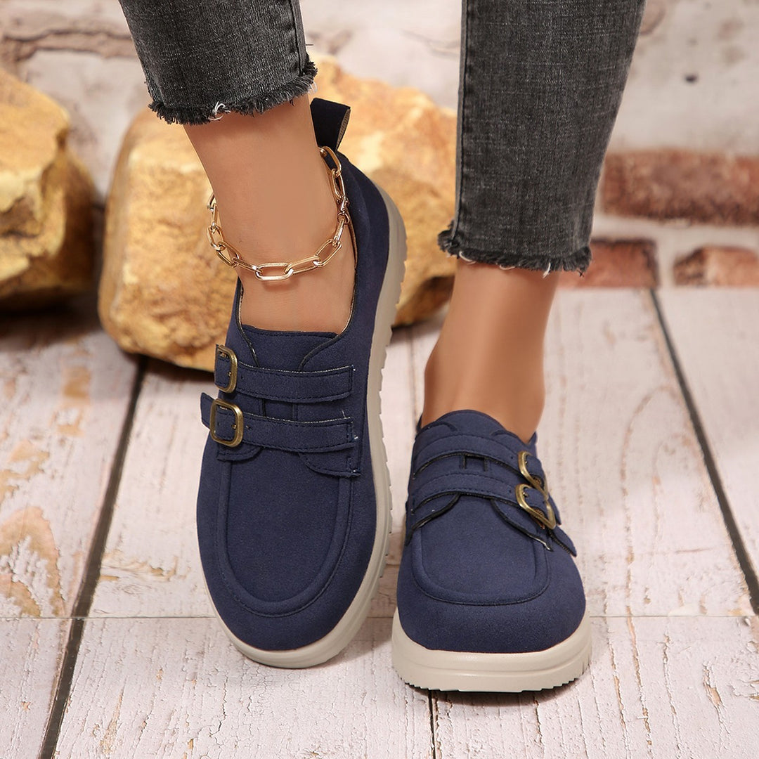 Damen modische Sneakers mit Doppelschnallen EB