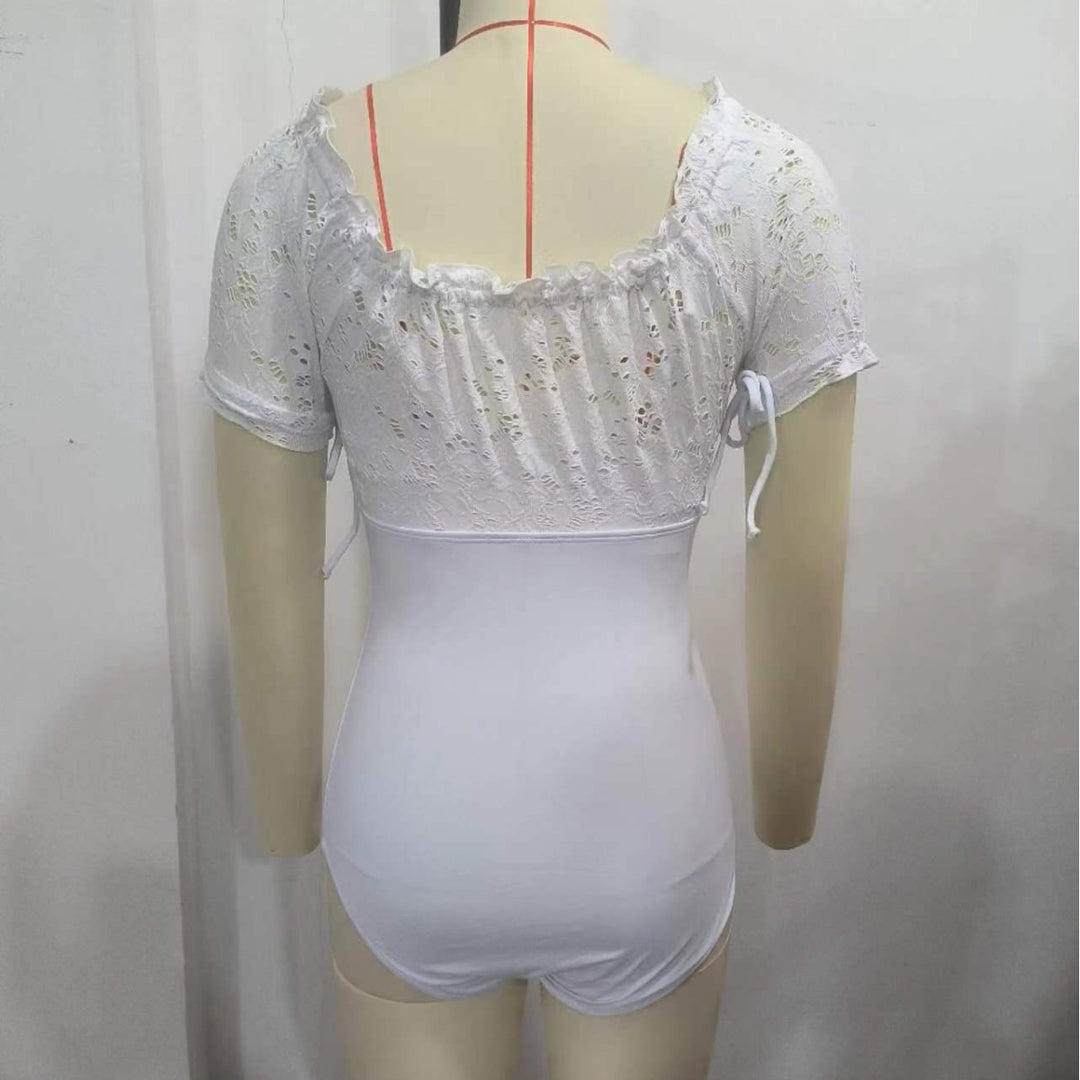Damen Einteiler-Badeanzug mit romantischen Spitzen-Details EB