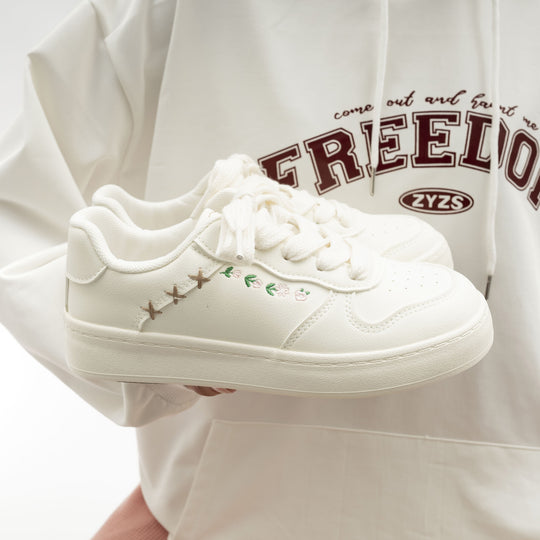 Damen Sneakers mit floralem Stickmuster und bequemer Dämpfung EB