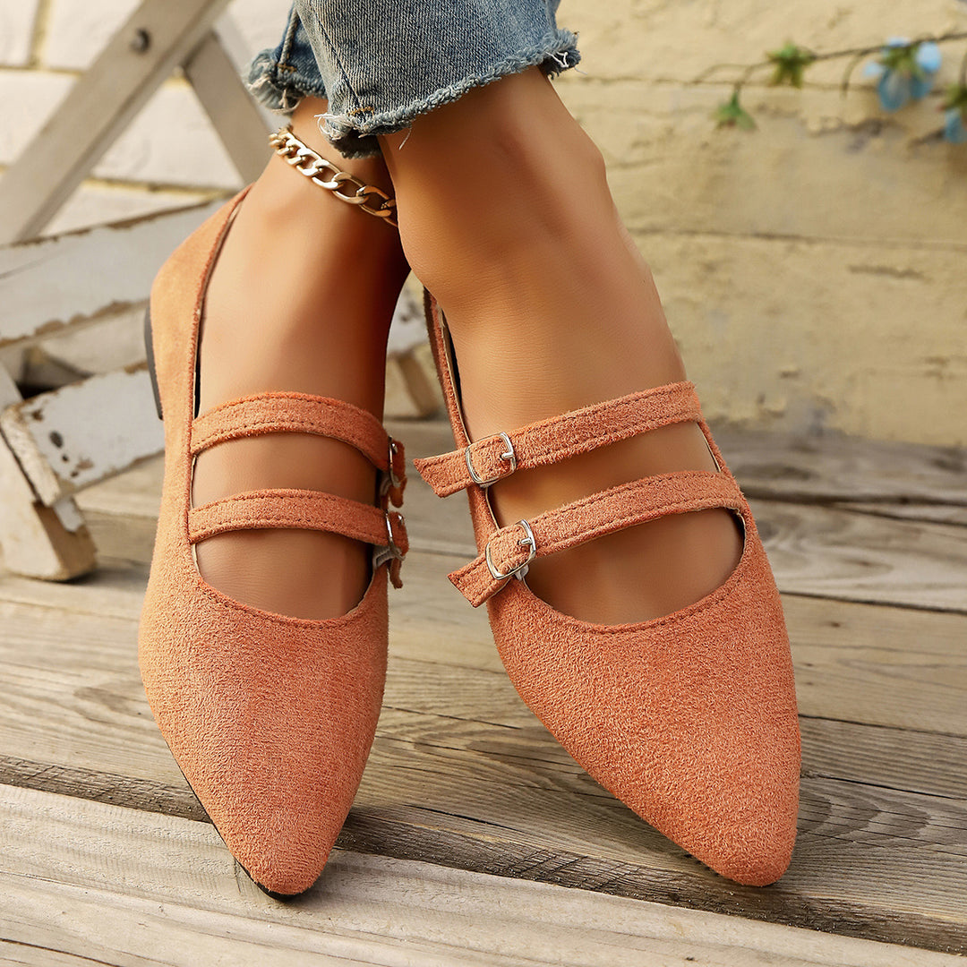 Damen Ballerinas mit modischen Riemen und punktueller Fußbettgestaltung EB