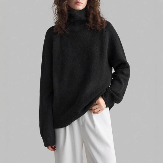 Damen Modischer Rollkragenpullover mit Oversized-Schnitt und feiner Struktur EB