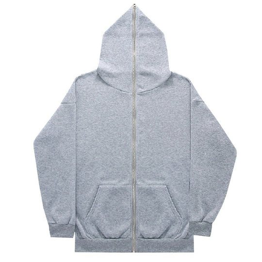 Unisex nan minimalistisch strukturierter Kapuzenzipper mit spitzer Kapuze, Kängurutasche und verstärkten Bündchen EB