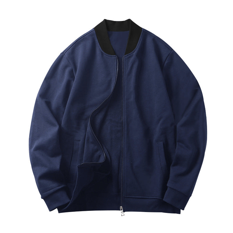 Herren Minimalistische Bomberjacke mit durchgehendem Reißverschluss, geripptem Stehkragen & Eingrifftaschen EB