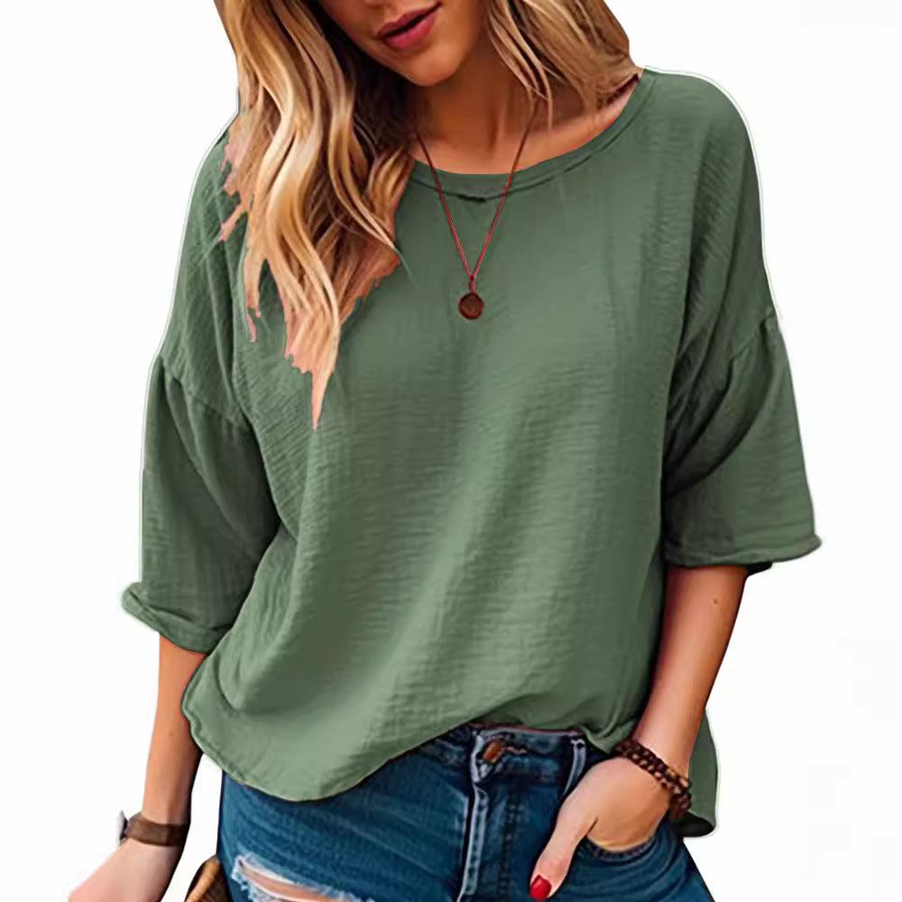 Damen Oversized Langarmshirt aus weich strukturiertem Material EB