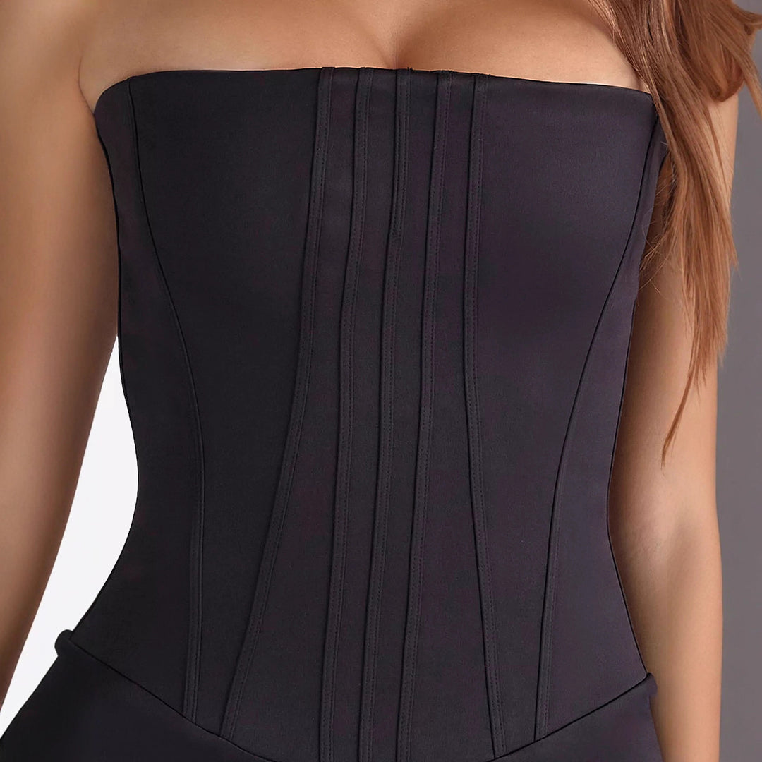 Damen figurbetontes Minikleid mit Tube-Oberteil und Korsett-Design EB