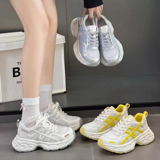 Damen Sportliche Casual Sneakers mit atmungsaktivem Obermaterial und dämpfender Sohle EB