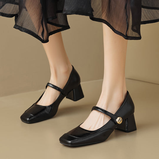 Damen elegante Mary-Jane Pumps mit modischer Schnalle EB