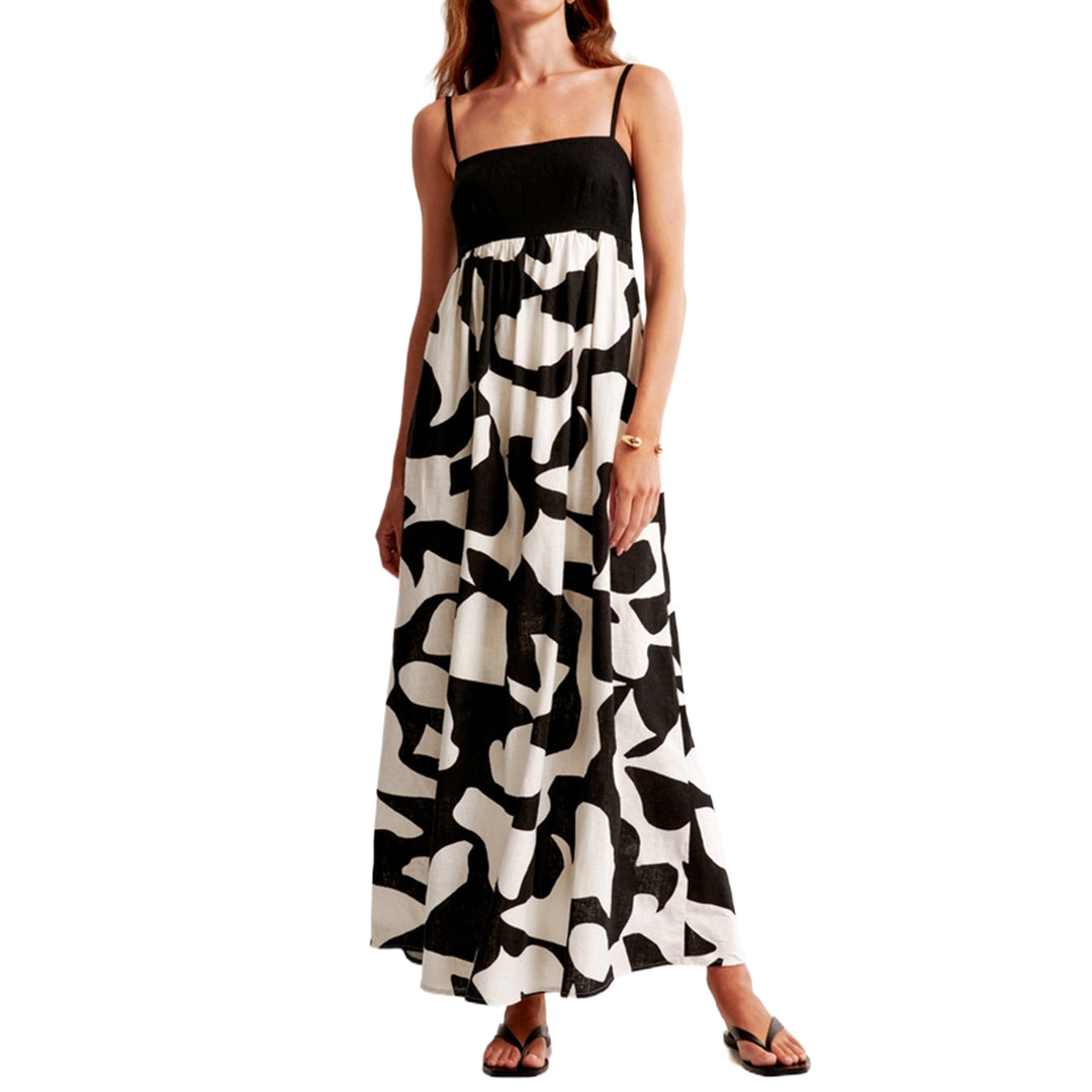 Damen Maxikleid mit schmalen Trägern und fließendem Schnitt EB