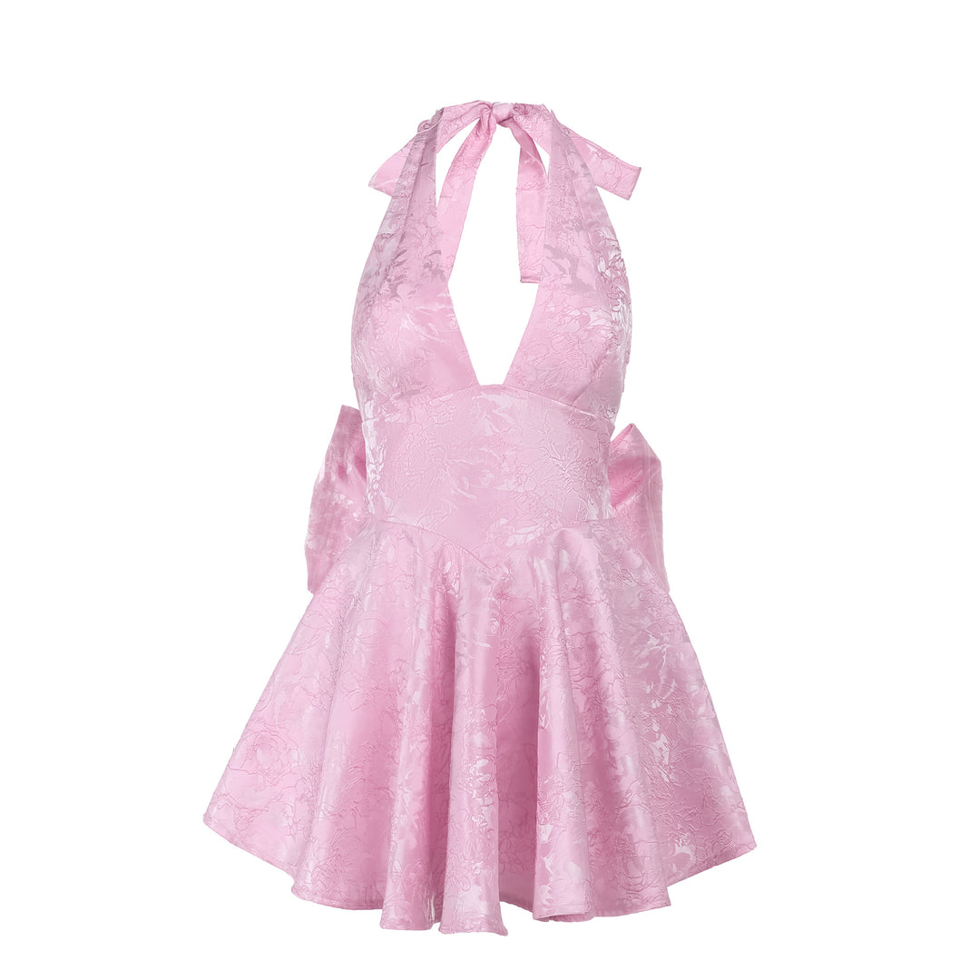 Damen Kleid mit tiefem V-Ausschnitt und ausgestelltem Rock EB