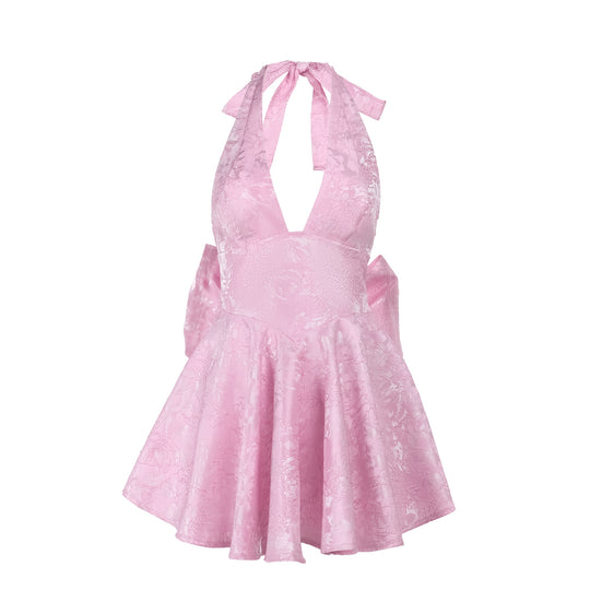 Damen Kleid mit tiefem V-Ausschnitt und ausgestelltem Rock EB