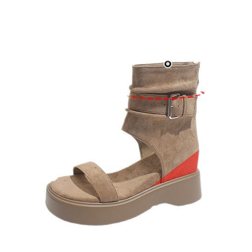 Damen Plateau Sandalen mit verstellbarem Riemen und modisch geflochtenem Obermaterial EB