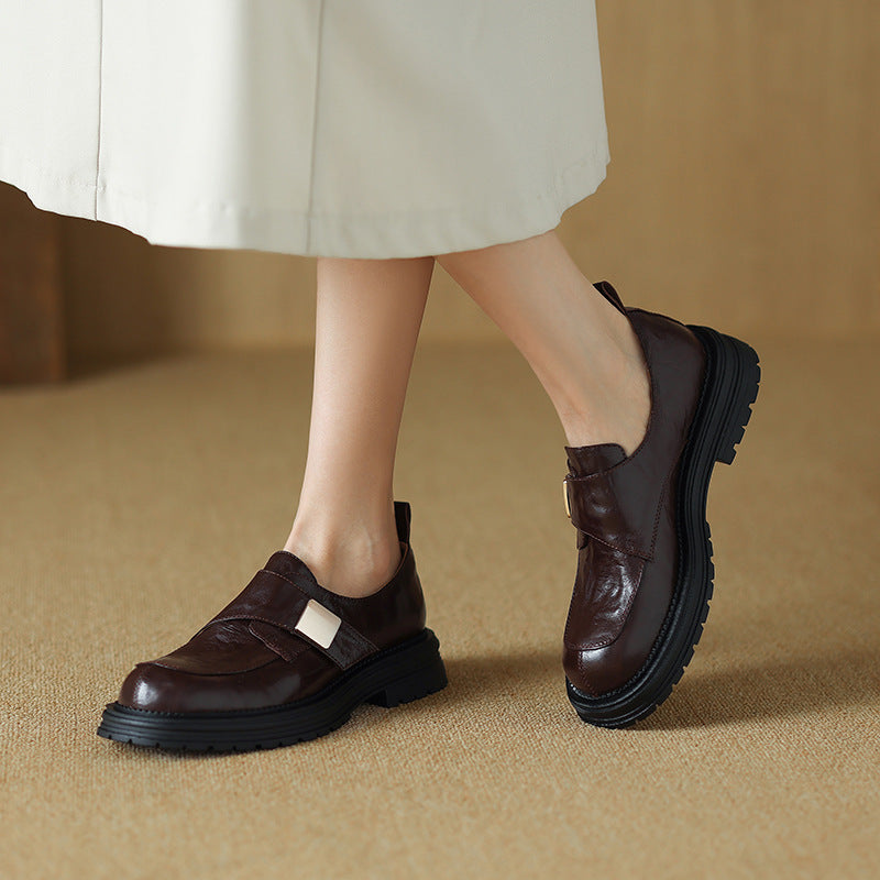 Damen modische Slip-On Schuhe mit dekorativem Schnallenverschluss EB