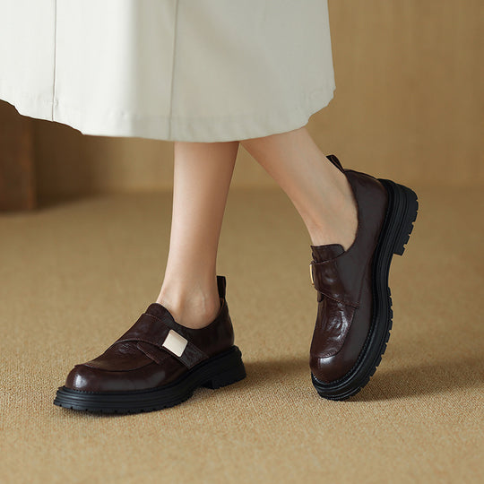 Damen modische Slip-On Schuhe mit dekorativem Schnallenverschluss EB