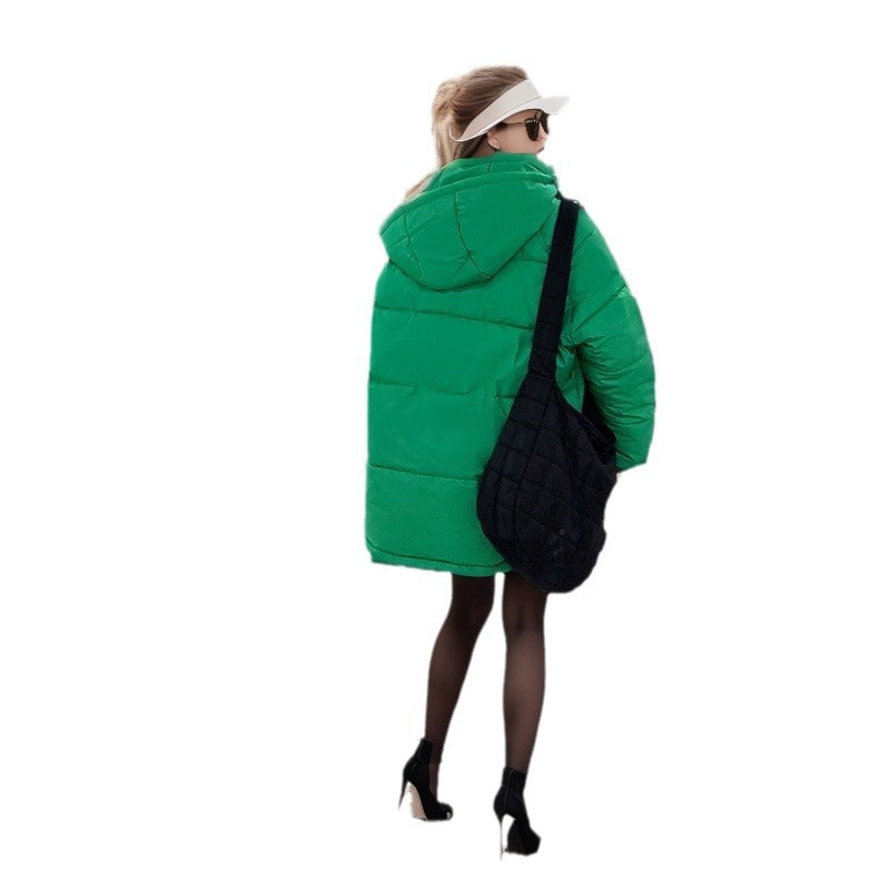 Damen modische Steppjacke mit praktischer Kapuze und großen Taschen EB