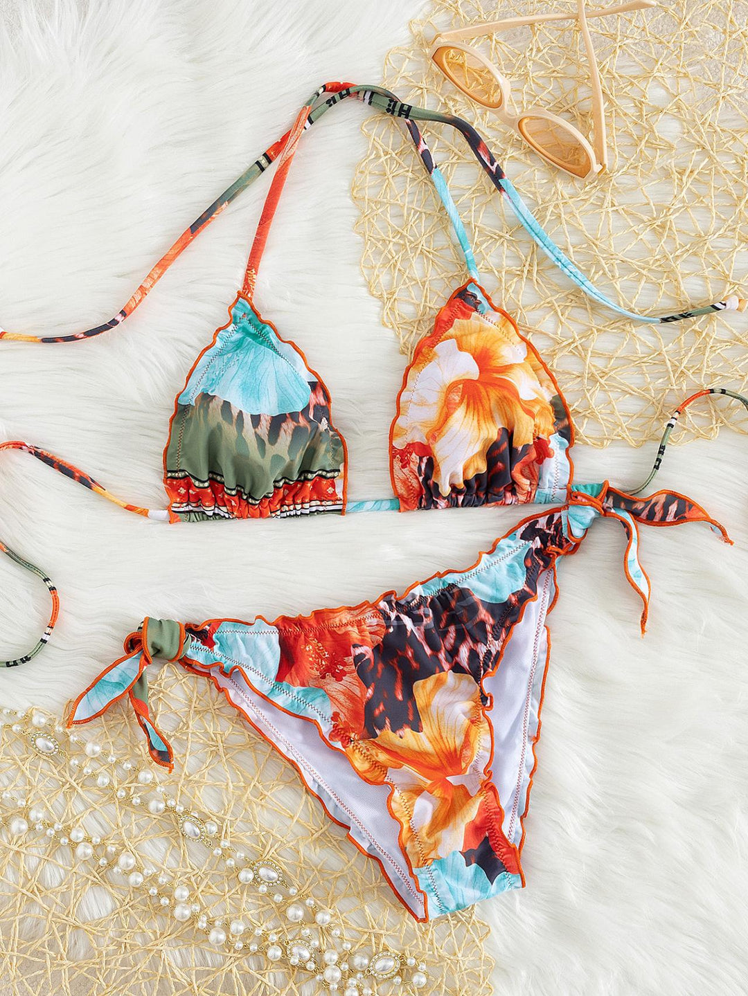 Damen floral gemusterter Triangel-Bikini EB