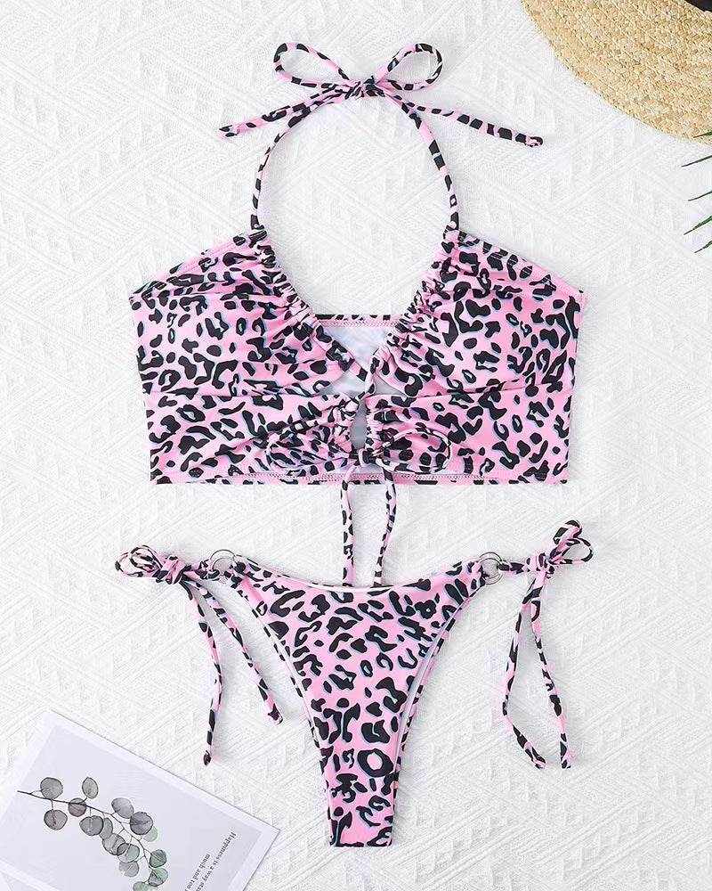 Damen Bikini-Set mit aufregendem Leopardenmuster und verstellbaren Trägern EB