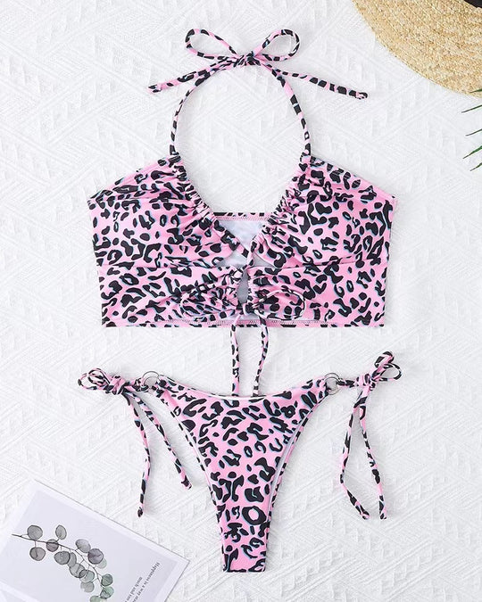 Damen Bikini-Set mit aufregendem Leopardenmuster und verstellbaren Trägern EB