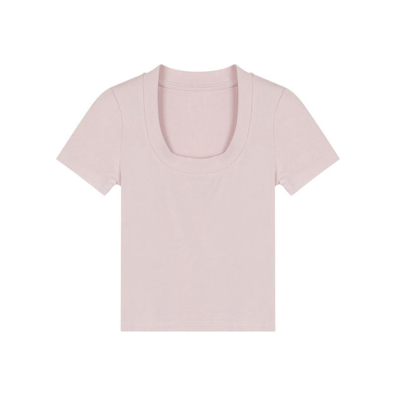 Damen Cropped-T-Shirt mit elegantem Rundhalsausschnitt und figurbetontem Schnitt EB