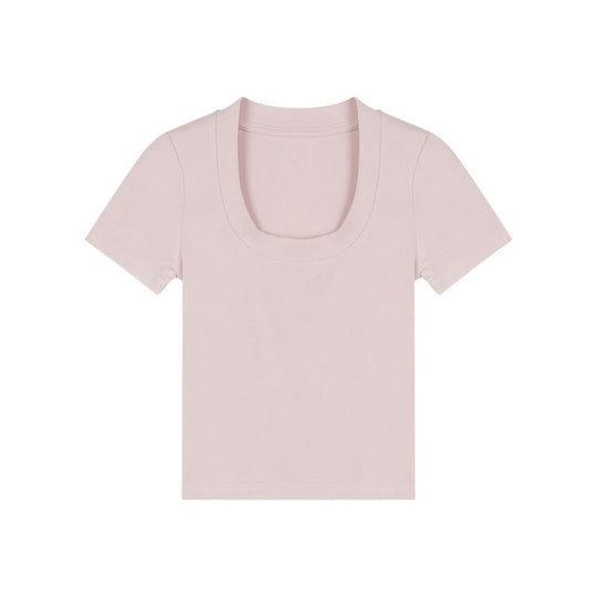 Damen Cropped-T-Shirt mit elegantem Rundhalsausschnitt und figurbetontem Schnitt EB