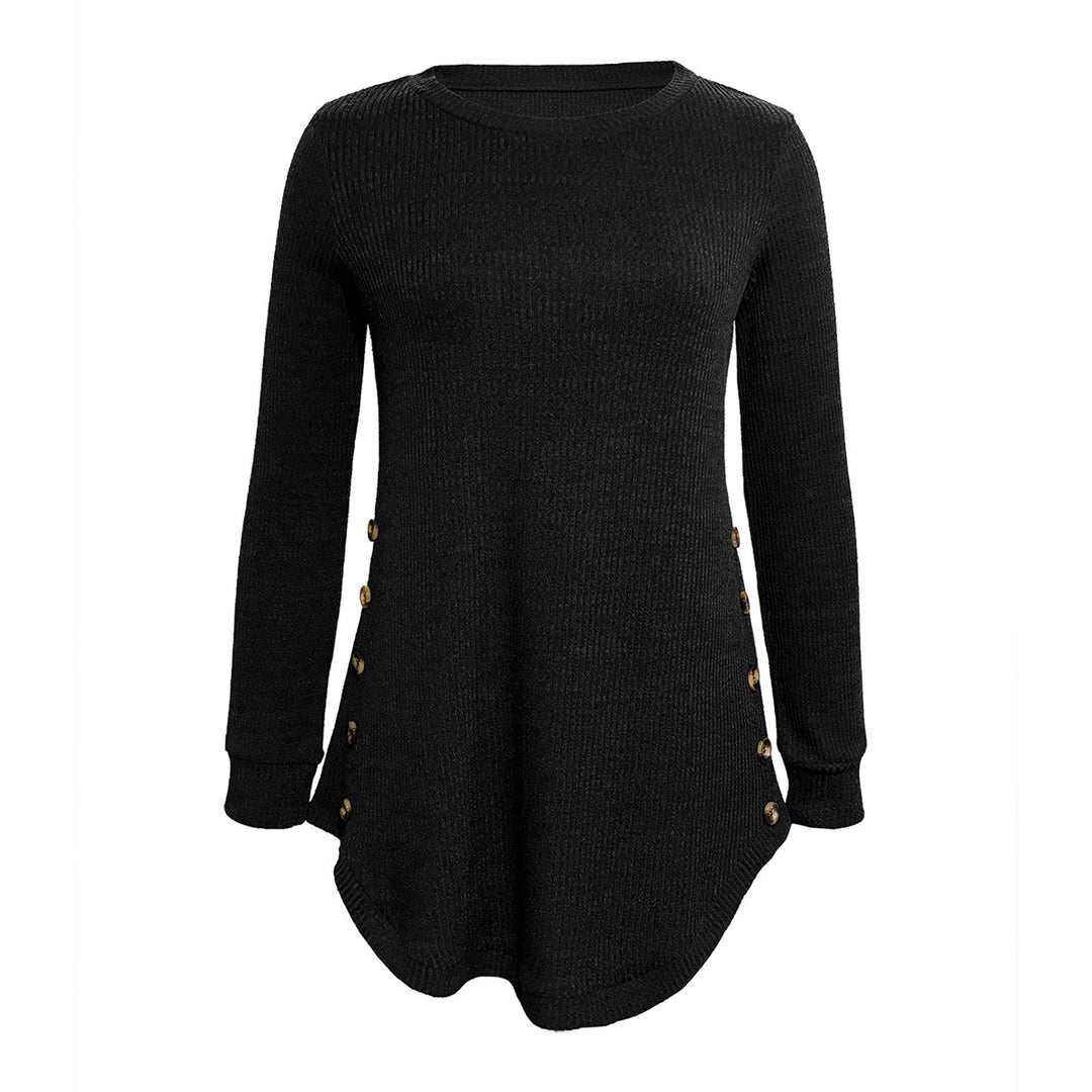 Damen Langarmshirt mit Knopfdetails und asymmetrischem Schnitt EB