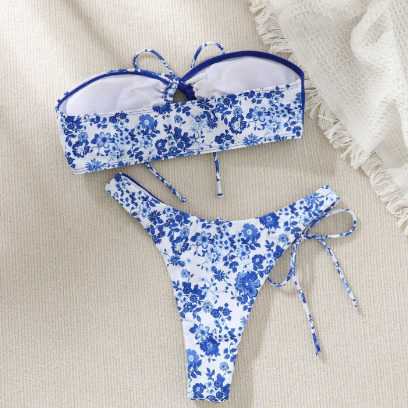 Damen Bandeau-Bikini Set mit floralem Design EB